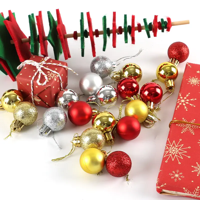 (24pcs/bag) 28mm Christmas Decoration Bucket Bright Mute Ball Pendant Xmas Tree Pendants New Year Window Scene Decorations Prop
