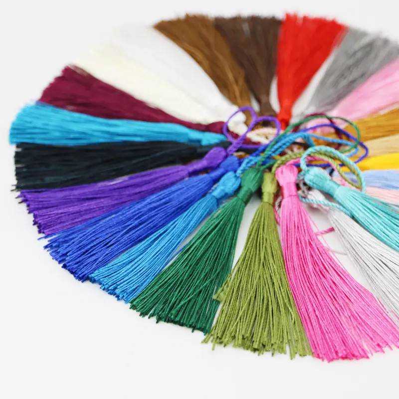 （50pcs/pack）8cm Mixed Color European Minimalist Tassel Straps Key Pendants Hanging Ball Handles Hanging Ears Jewelry Accessories