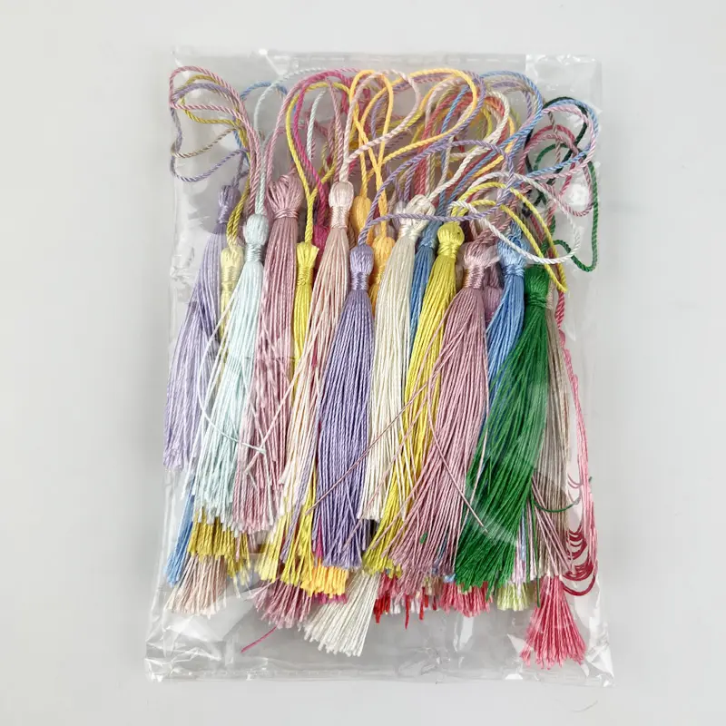 （50pcs/pack）8cm Mixed Color European Minimalist Tassel Straps Key Pendants Hanging Ball Handles Hanging Ears Jewelry Accessories