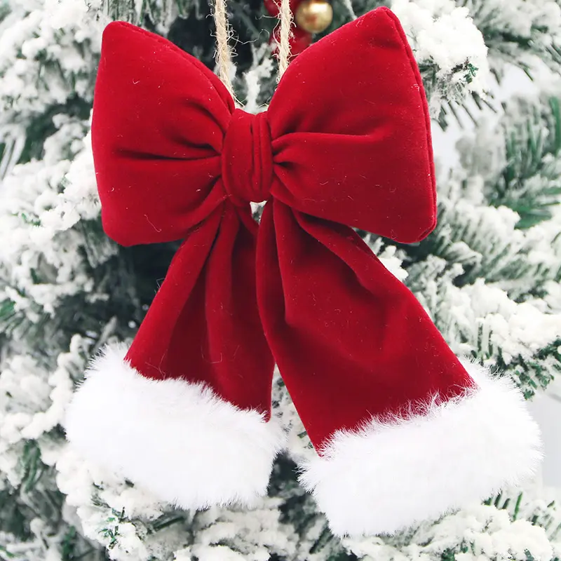 (1 Piece/bag) 15cm Red Velvet Bow With Decorative Hair Clip DIY Festive Cute Tie Handmade Pendant