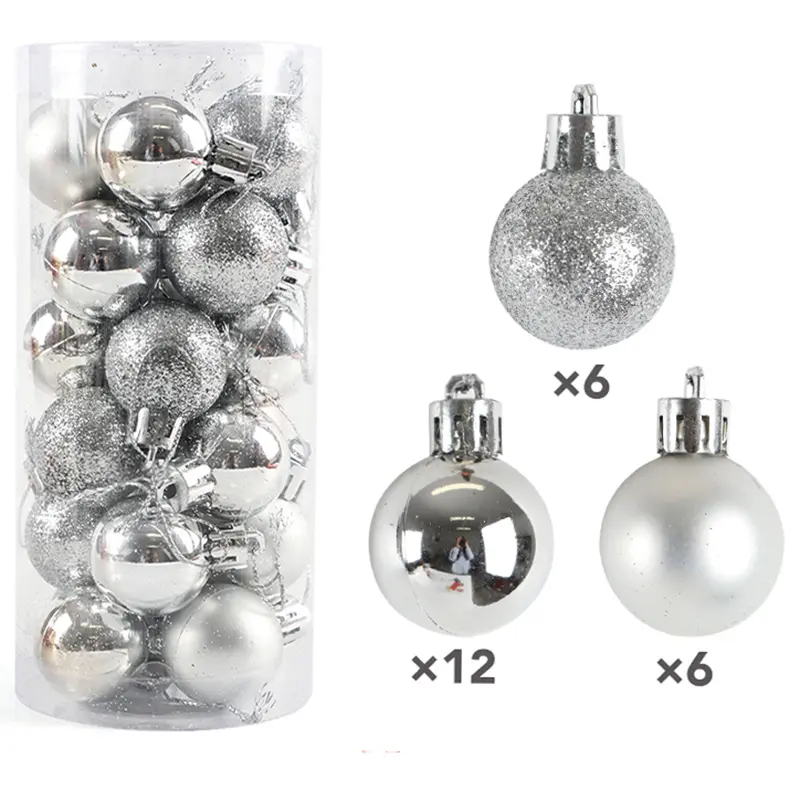 (24pcs/bag) 28mm Christmas Decoration Bucket Bright Mute Ball Pendant Xmas Tree Pendants New Year Window Scene Decorations Prop