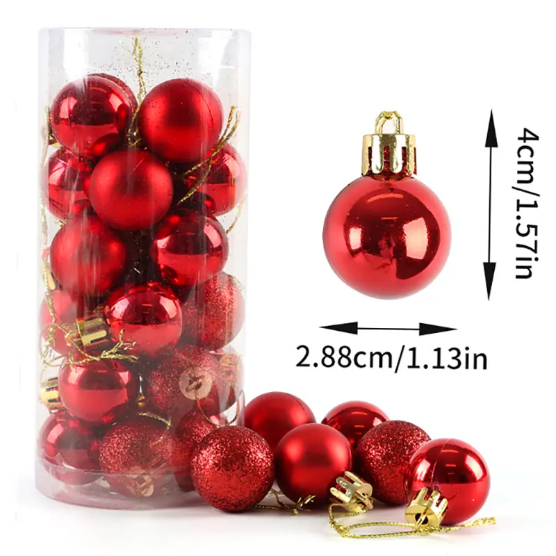 (24pcs/bag) 28mm Christmas Decoration Bucket Bright Mute Ball Pendant Xmas Tree Pendants New Year Window Scene Decorations Prop