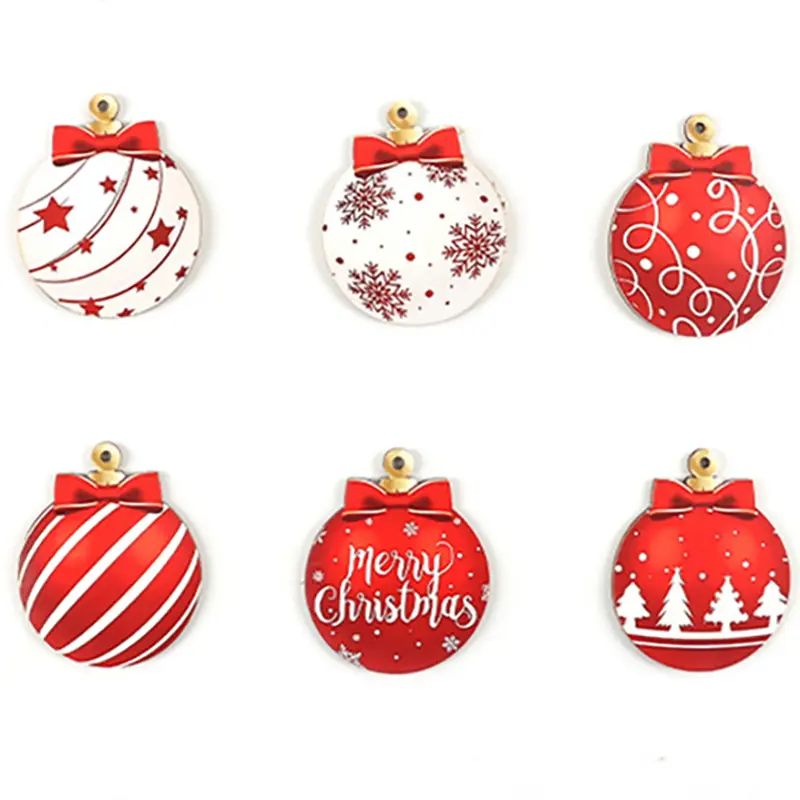 (12 Pcs/pack) 70*57mm Christmas Ornament Christmas Ball Wood Chips Holiday Decoration Creative Scene Arrangement Hanging Pendant
