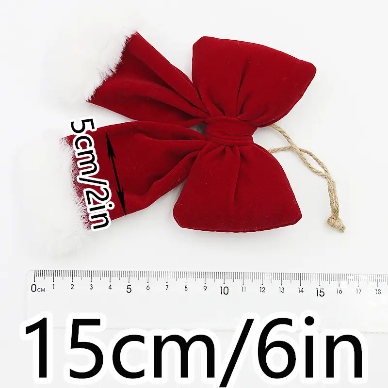 (1 Piece/bag) 15cm Red Velvet Bow With Decorative Hair Clip DIY Festive Cute Tie Handmade Pendant