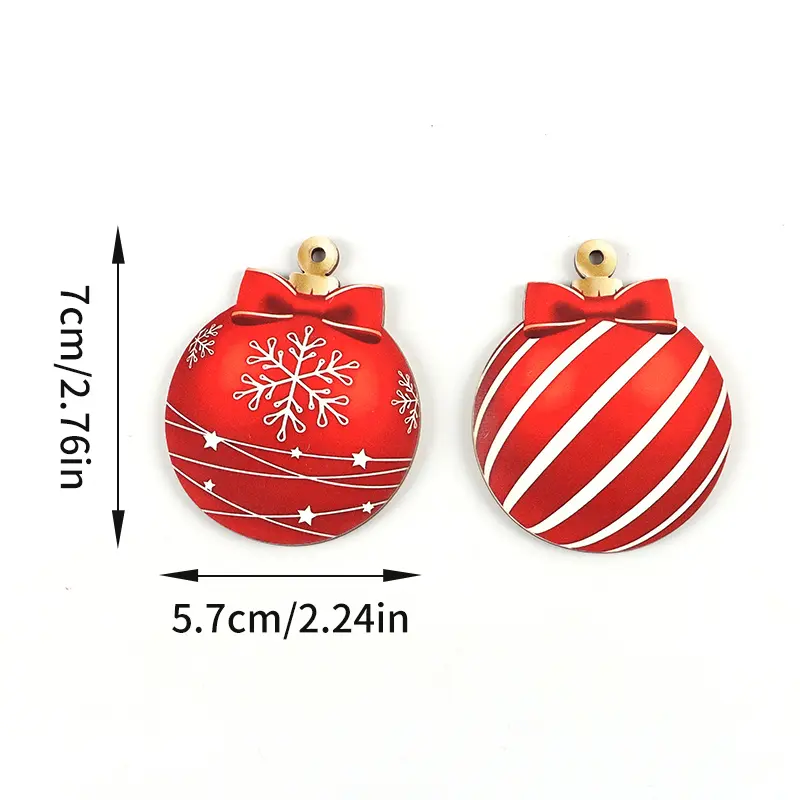(12 Pcs/pack) 70*57mm Christmas Ornament Christmas Ball Wood Chips Holiday Decoration Creative Scene Arrangement Hanging Pendant