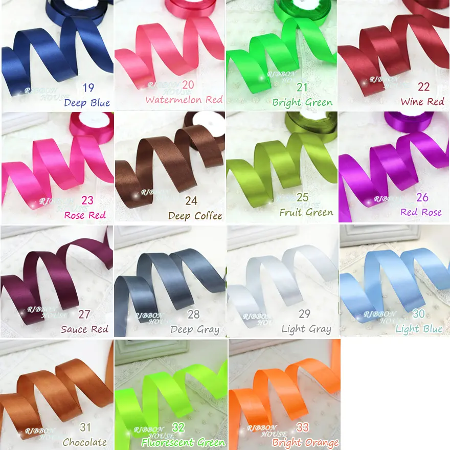 (25 Yards/roll) 1 inch 25mm Single Face Satin Ribbon Gift Christmas Hair Accessories Decorative Packaging Celebration