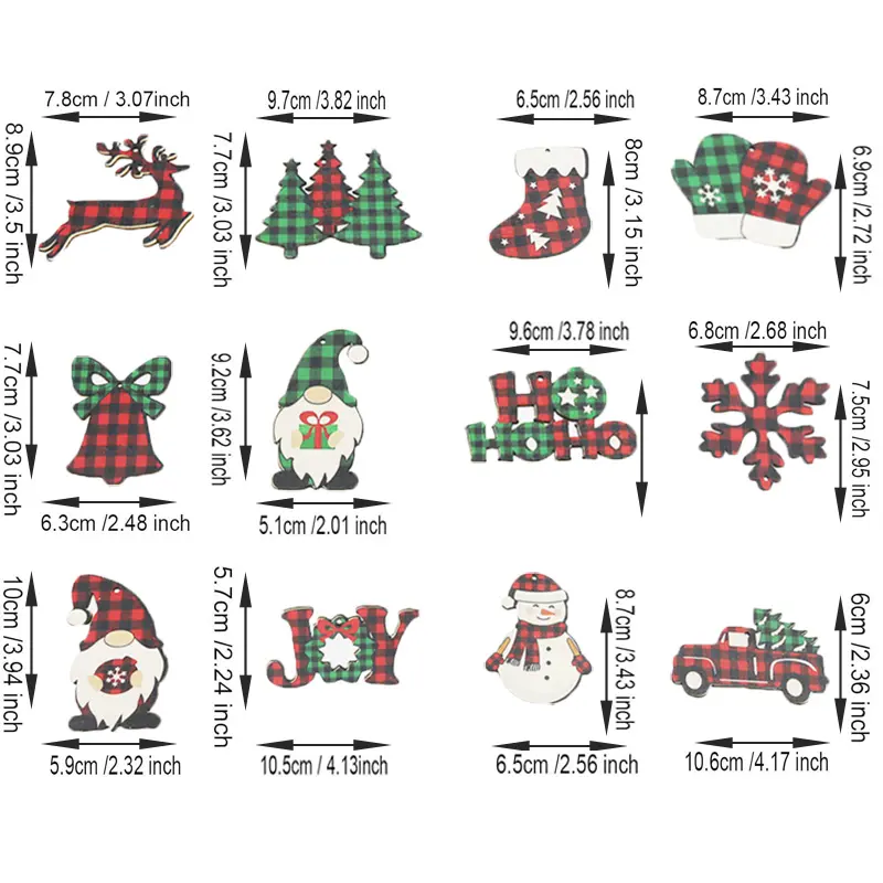 (12 Pieces/bag) 5cm-10cm New Year Celebration Christmas Tree Dwarf Pendant Decoration Room Atmosphere Decoration