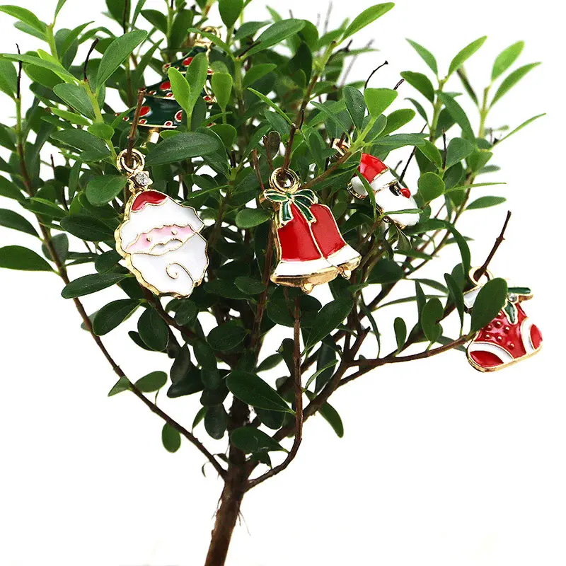 (20Pcs/pack)2cm Mixed Metal Hanging Christmas Mini Decoration Semi-finished  Crafts Xmas Christmas Tree Elements Metal Pendants