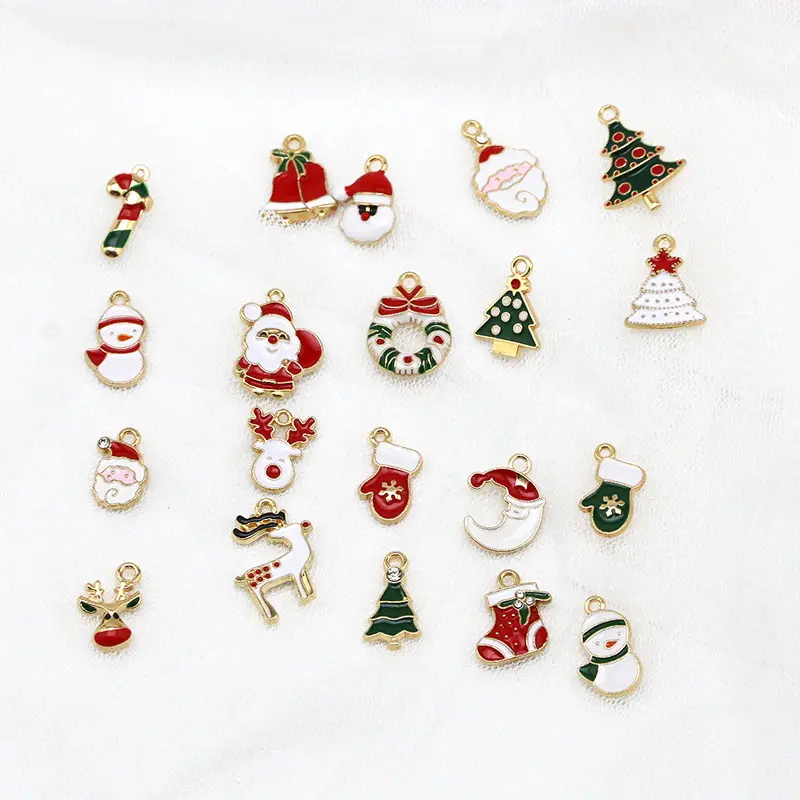 (20Pcs/pack)2cm Mixed Metal Hanging Christmas Mini Decoration Semi-finished  Crafts Xmas Christmas Tree Elements Metal Pendants