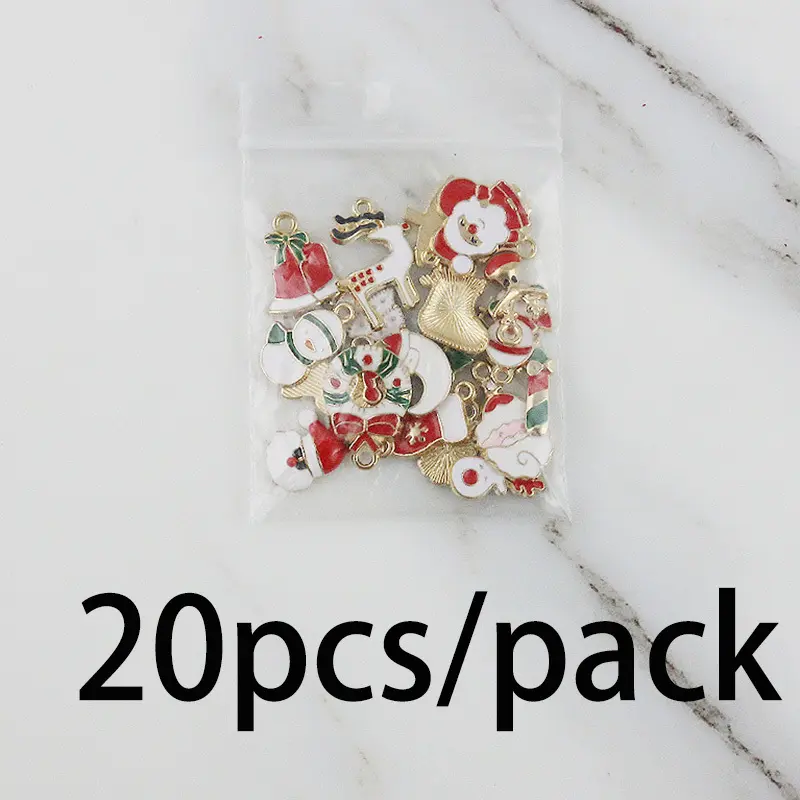 (20Pcs/pack)2cm Mixed Metal Hanging Christmas Mini Decoration Semi-finished  Crafts Xmas Christmas Tree Elements Metal Pendants