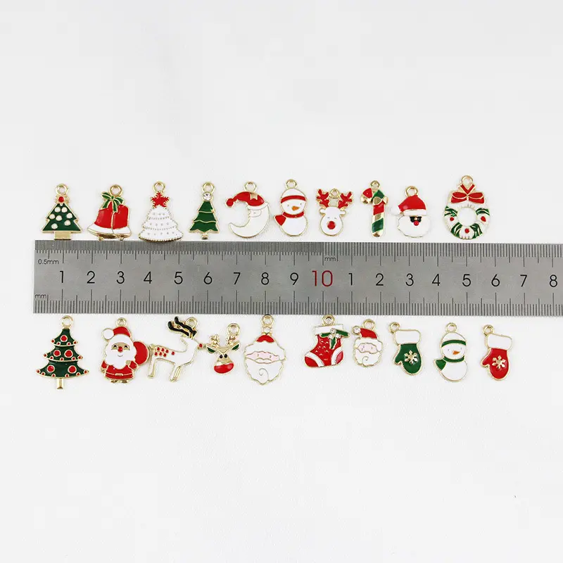 (20Pcs/pack)2cm Mixed Metal Hanging Christmas Mini Decoration Semi-finished  Crafts Xmas Christmas Tree Elements Metal Pendants
