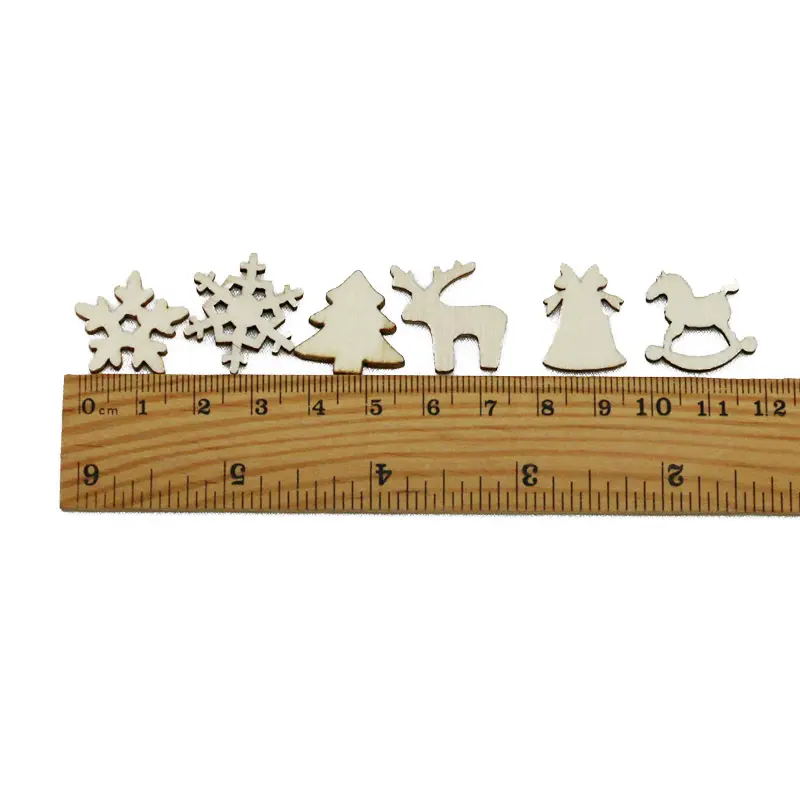 (100 Pcs/pack)mixed Wooden Hanging Christmas Mini Decoration Semi-finished Hollowed-out Wooden Crafts Xmas Tree Hanging Gift Tag