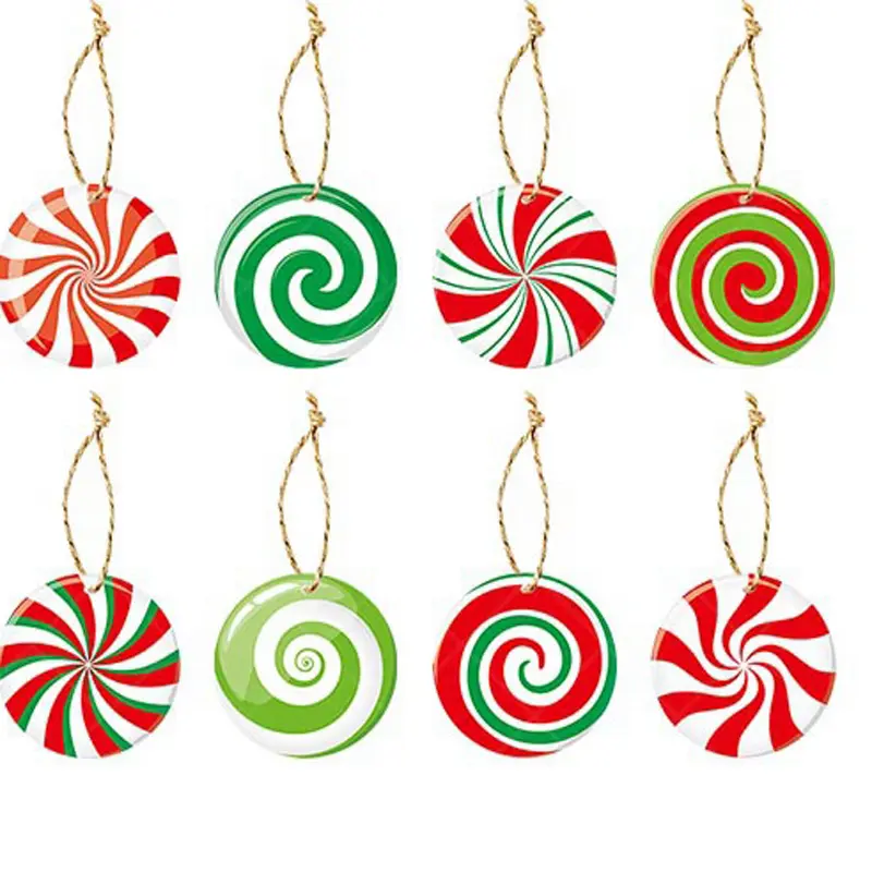 (16 Pcs/pack) 9cm Candy Paper Pendant Christmas Sticker Decorative Graffiti Sticker New Year DIY Decorative Sticker Sweet Banner