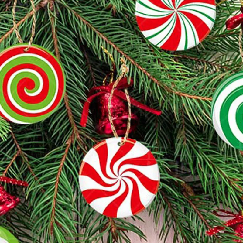 (16 Pcs/pack) 9cm Candy Paper Pendant Christmas Sticker Decorative Graffiti Sticker New Year DIY Decorative Sticker Sweet Banner