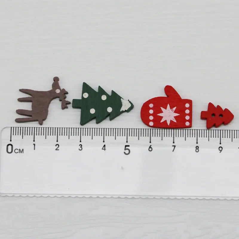 (50 Pcs/pack) 1-3cm Christmas Tree Glove Chip Mixed Decorative Wood Chips Christmas Hanging Decoration Colorful Elk Gift Label