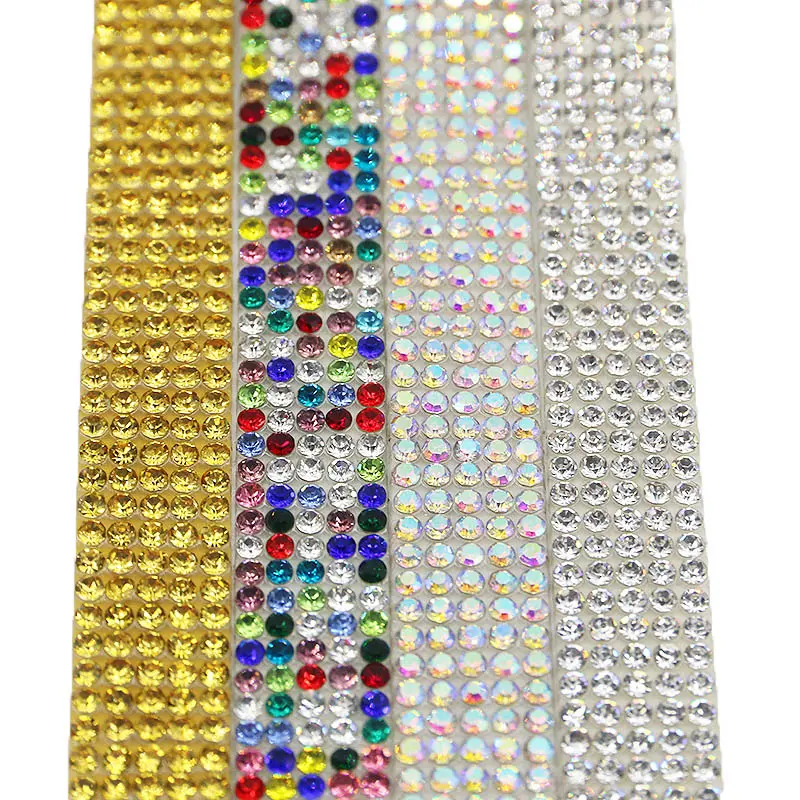 (1yard/pack) 11mm Self-adhesive Glass Rhinestone Sticker Ribbon Bag Clothing Sewing Accessories Festival Party Decoration DIY Sh