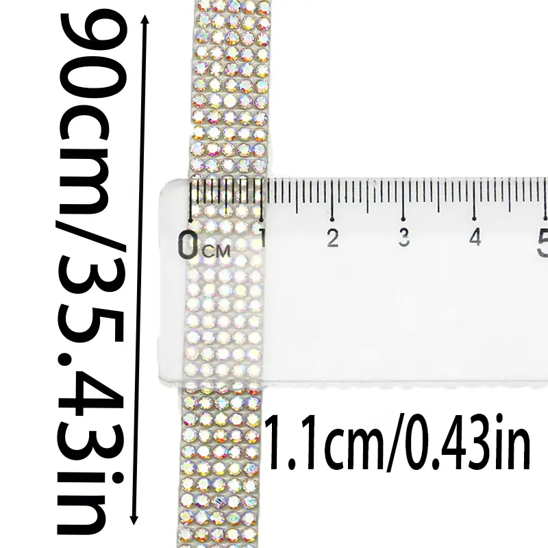 (1yard/pack) 11mm Self-adhesive Glass Rhinestone Sticker Ribbon Bag Clothing Sewing Accessories Festival Party Decoration DIY Sh
