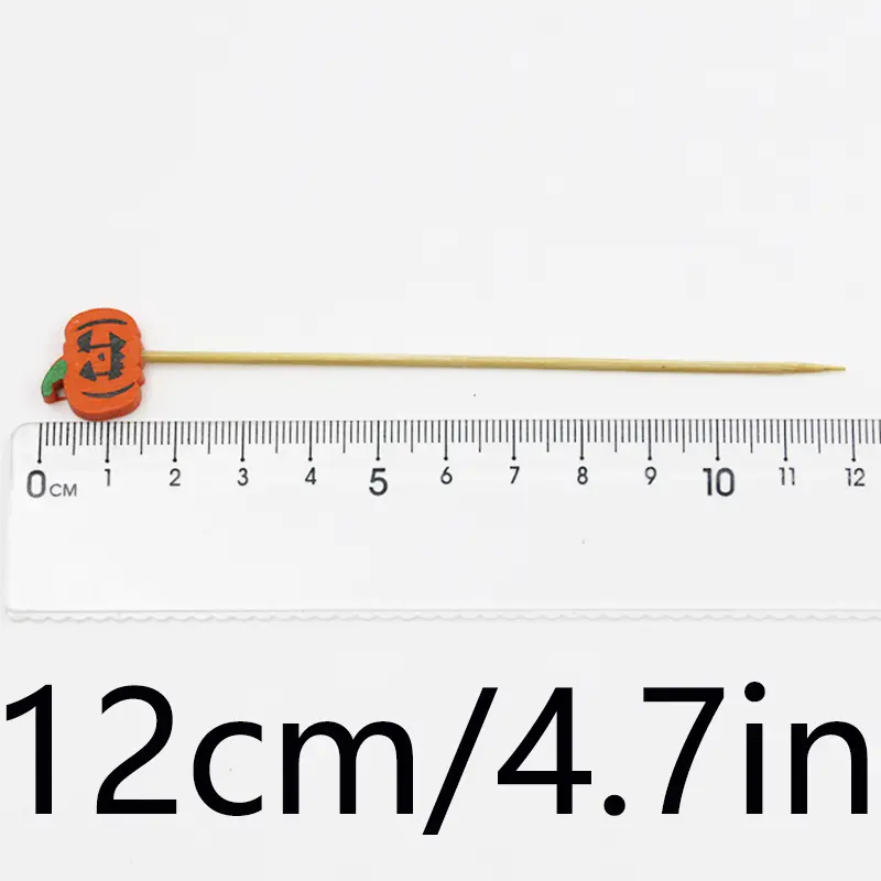 (100 Pieces/pack) 12cm Halloween Bamboo Sticks Decoration Fruit Scene Decoration Pumpkin Toothpick Atmosphere Funny Creative DIY