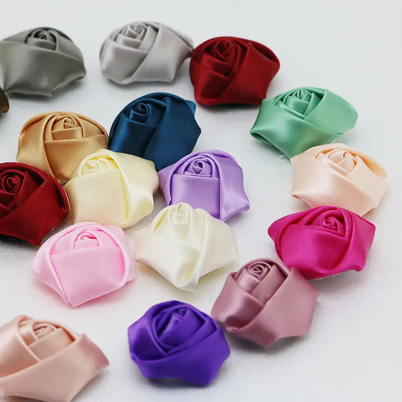 (20Pcs/pack)40mm High Quality Satin Three-dimensional Rose Artificial Flower Wedding Party Dress Decoration Scrapbook DIY Ribbon