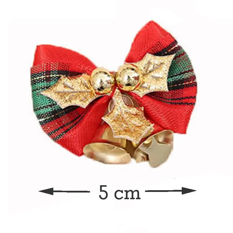 (10pcs) 5cm Gold Bow Bells Decorations Handwork Christmas Tree Pendant New Year Holiday Party Decoration