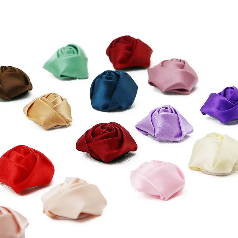 (20Pcs/pack)40mm High Quality Satin Three-dimensional Rose Artificial Flower Wedding Party Dress Decoration Scrapbook DIY Ribbon