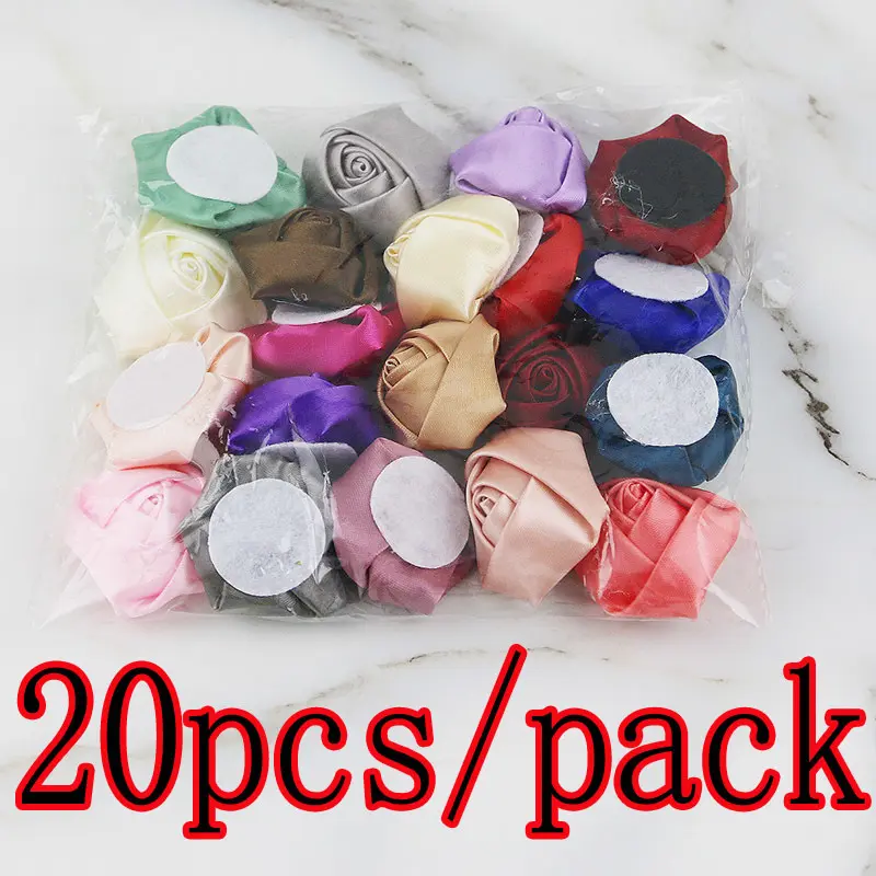 (20Pcs/pack)40mm High Quality Satin Three-dimensional Rose Artificial Flower Wedding Party Dress Decoration Scrapbook DIY Ribbon