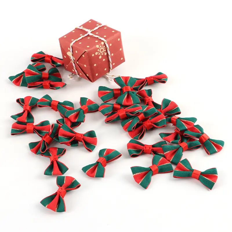 (30 Pcs/pack)22*38mm Stripes Grosgrain Ribbon Christmas Bow Holiday Decoration Gift Wrapper Christmas Lootabgs DIY