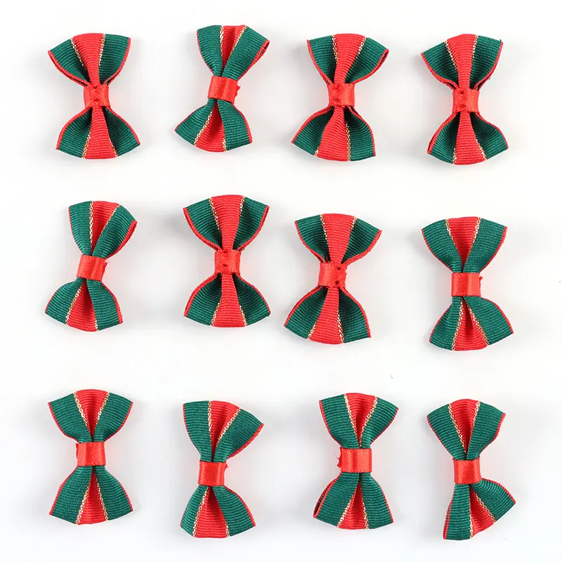 (30 Pcs/pack)22*38mm Stripes Grosgrain Ribbon Christmas Bow Holiday Decoration Gift Wrapper Christmas Lootabgs DIY