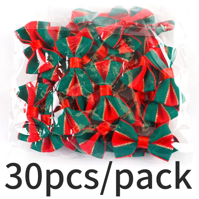 (30 Pcs/pack)22*38mm Stripes Grosgrain Ribbon Christmas Bow Holiday Decoration Gift Wrapper Christmas Lootabgs DIY