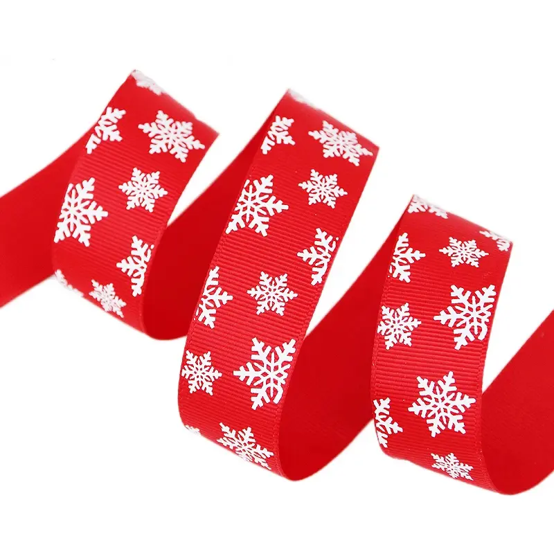 (10meters/lot) 1'' (25mm)  printed snowflake grosgrain ribbon christmas gift   DIY  ribbon top quality ribbons
