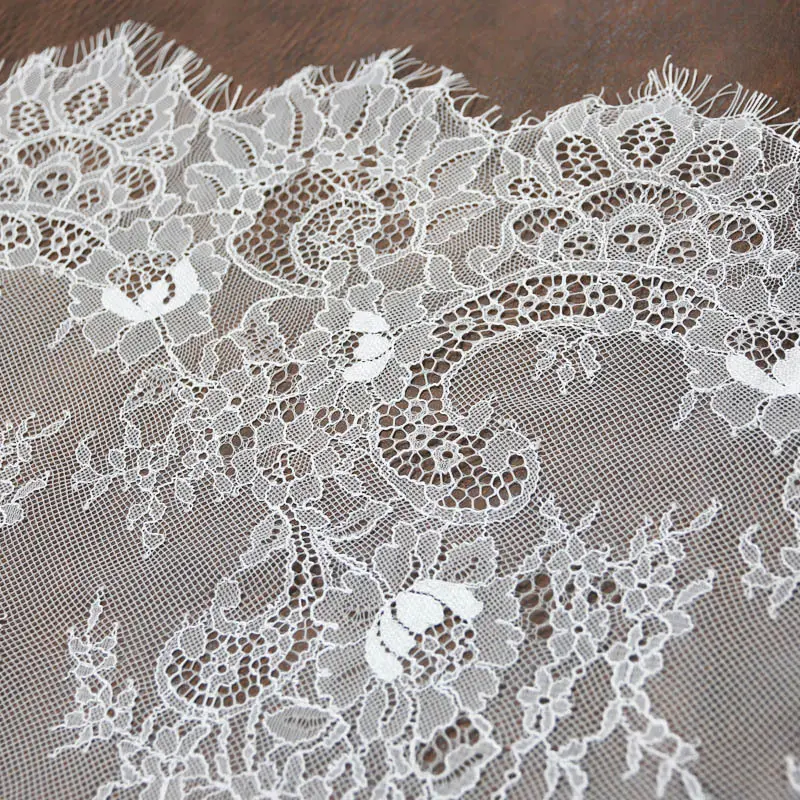 (3 meters/lot) 60cm Floral Embroidered Eyelash Lace Ribbon Clothing Accessories Lace Material Handmade DIY Craft Fabric