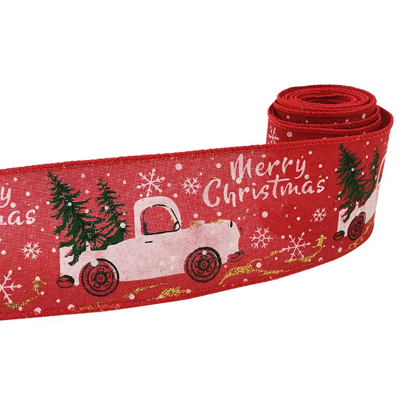 (3meters/roll) 65mm Printed Burlap Ribbon Wedding Decoration Handmade DIY Bow Craft Making Christmas Gift Packaging Ribbons