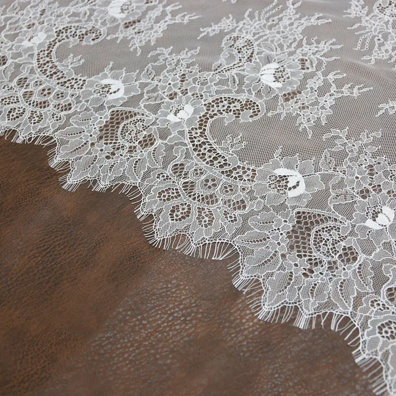 (3 meters/lot) 60cm Floral Embroidered Eyelash Lace Ribbon Clothing Accessories Lace Material Handmade DIY Craft Fabric