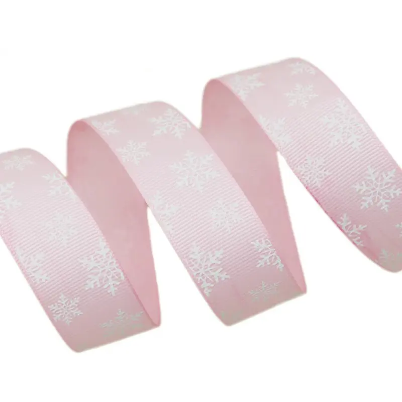 (10 meters/lot)  1" (25mm) Red White printed snowflake Grosgrain Ribbon christmas gift ribbons