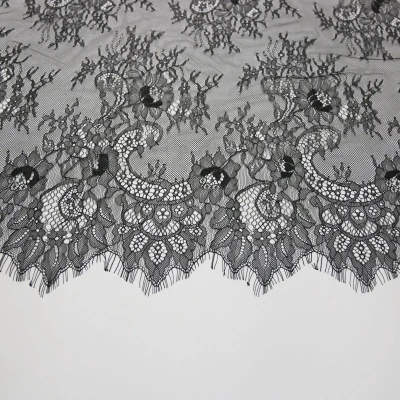 (3 meters/lot) 60cm Floral Embroidered Eyelash Lace Ribbon Clothing Accessories Lace Material Handmade DIY Craft Fabric