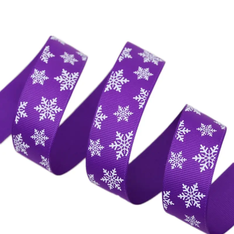 (10 meters/lot)  1" (25mm) Red White printed snowflake Grosgrain Ribbon christmas gift ribbons