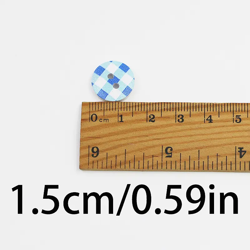 (100 pieces/pack) 1.5cm 2-hole painted printed buttons mixed wood craft round clothes pants Sewing accessories Handmade DIY