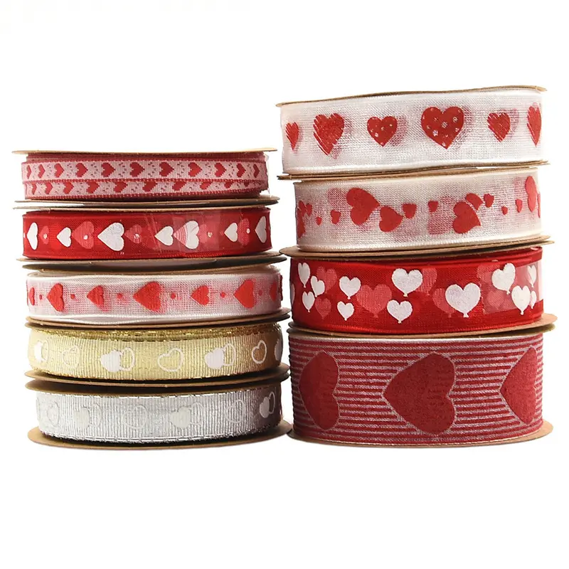 Love Printed Ribbon Wedding Tanabata Gift Wrap Rope Valentine's Day Red Jacquard Ribbon DIY Handmade Ribbon