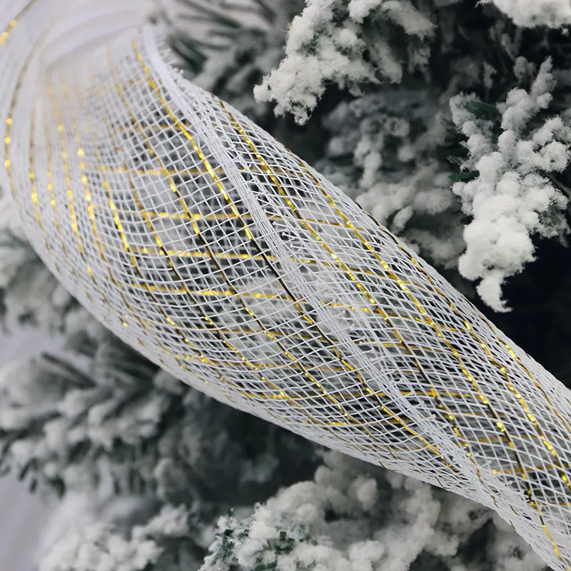 (10 Yards/roll)15cm Holiday Celebration Ribbon Christmas Tree Decoration Hollow Mesh Design Matched Room Decorations Gift Box