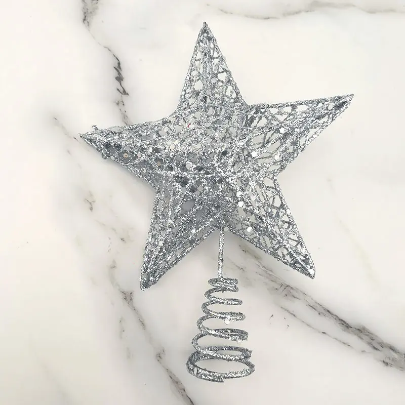 1pcs/pack 15*20cm Gold Glitter Christmas Tree Top Iron Star Christmas Decorations For Home Xmas Tree Ornaments Handmade DIY