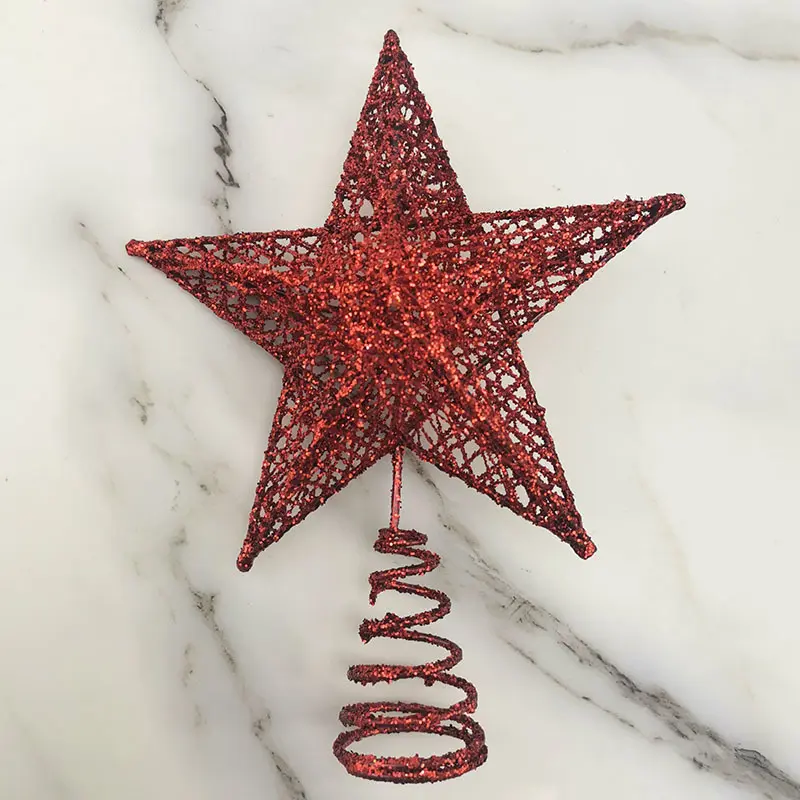1pcs/pack 15*20cm Gold Glitter Christmas Tree Top Iron Star Christmas Decorations For Home Xmas Tree Ornaments Handmade DIY
