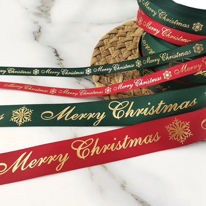 (25 yards/lot) 10mm/25mm Bronzing grosgrain ribbon DIY hair accessories Holiday decoration gift wrapping Christmas webbing