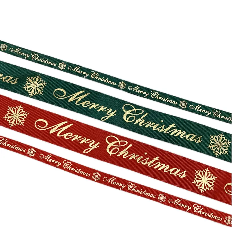 (25 yards/lot) 10mm/25mm Bronzing grosgrain ribbon DIY hair accessories Holiday decoration gift wrapping Christmas webbing