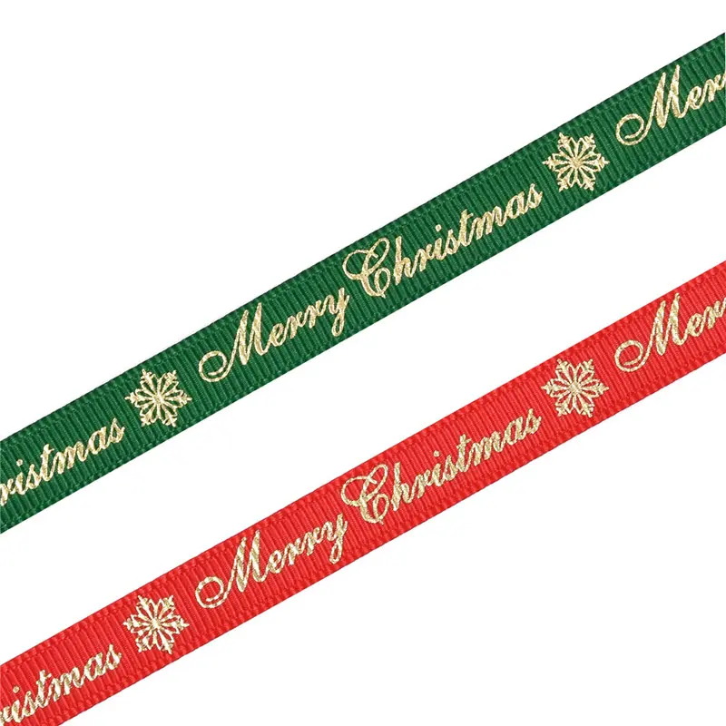 (25 yards/lot) 10mm/25mm Bronzing grosgrain ribbon DIY hair accessories Holiday decoration gift wrapping Christmas webbing