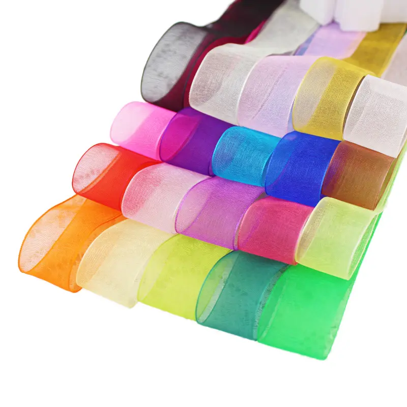 (50 yards/roll) Organza Ribbon gift wrapping decoration Christmas ribbons (12/15/20/25/40/50mm)