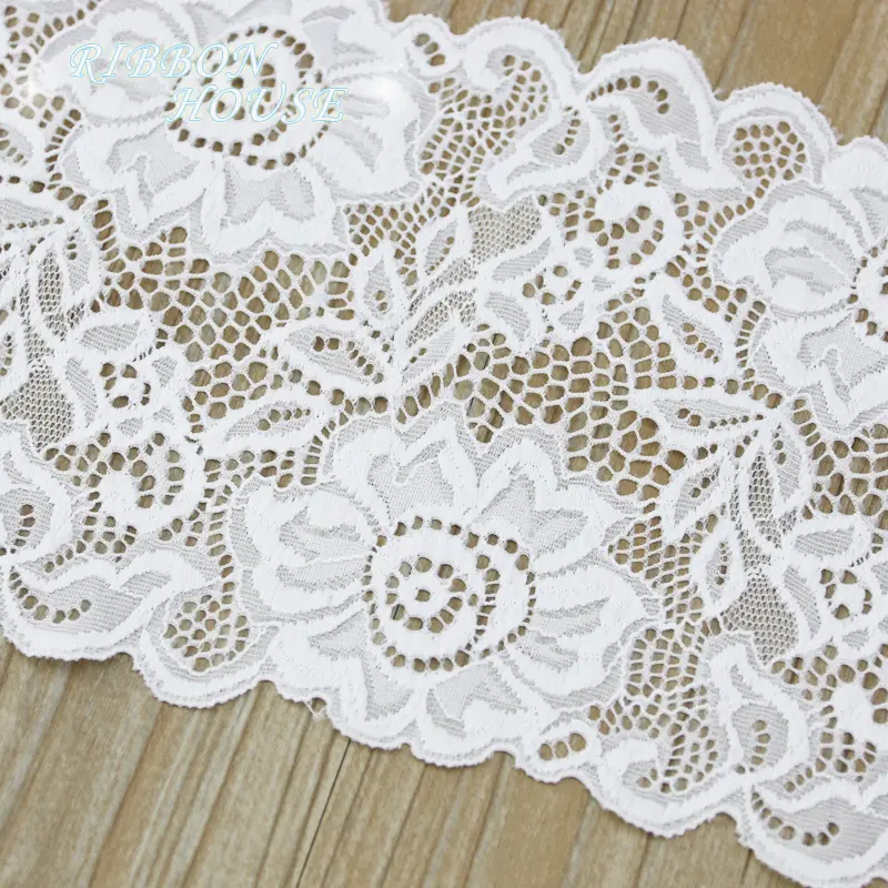 (3Meter/roll) 15cm White Elastic Lace Fabric French Hollow Underwear Laces Trim DIY Decoration Festival Ribbon
