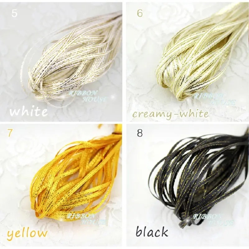 (40 meters/lot) 1/8'' (3mm) Gold Edge Satin ribbons wholesale DIY Jewelry Decorative Accessories Key Bag