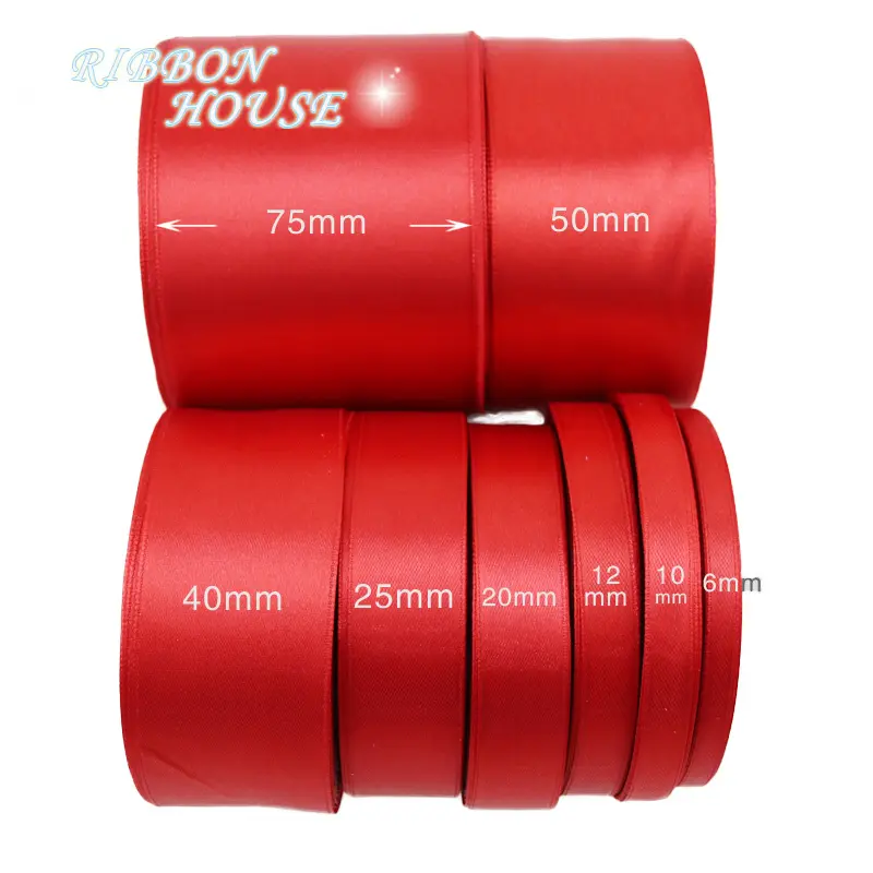 （10/12/15/20/25/40/50mm）Red Ribbon Gift Packaging Holiday Celebration Decoration Christmas Ribbons Wholesale