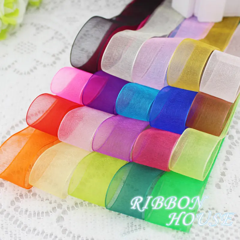 (50 Yards/roll) 1" (25mm) Organza Ribbon Hair Accessories Clothing Jewelry Gift Packaging Decoration Festival Ribbons