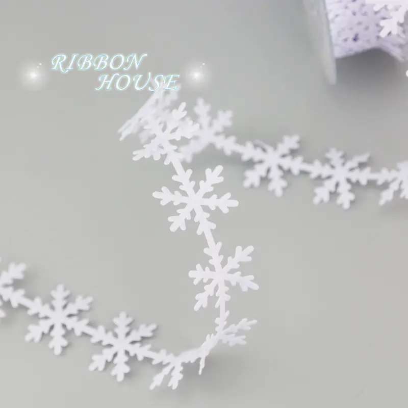 (5 meters/lot)  25mm Non-woven snowflake decorative band Ultrasonic embossed non-woven Christmas day decorative ribbon